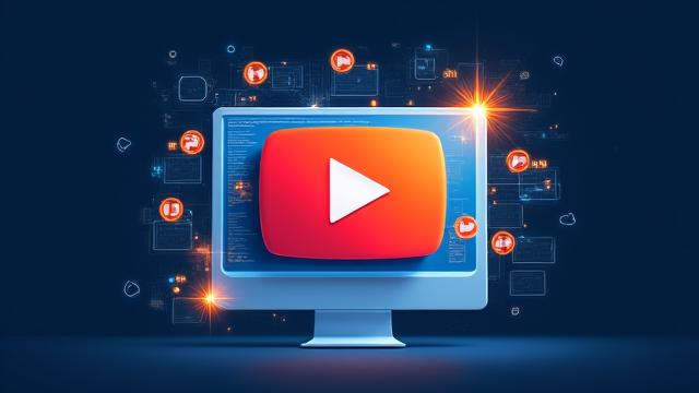 Image of a YouTube play button icon integrated with a computer screen.