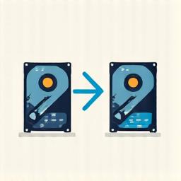 Icon depicting a hard drive being cloned or imaged