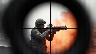 Call of Duty game logo with military combat theme.