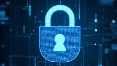 Digital lock icon with network lines, signifying robust cybersecurity