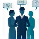 Group of people with speech bubbles and a protective shield, representing employee security training