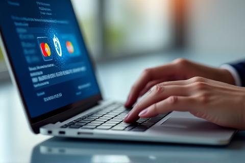 Secure payment transaction with credit card and digital lock icons